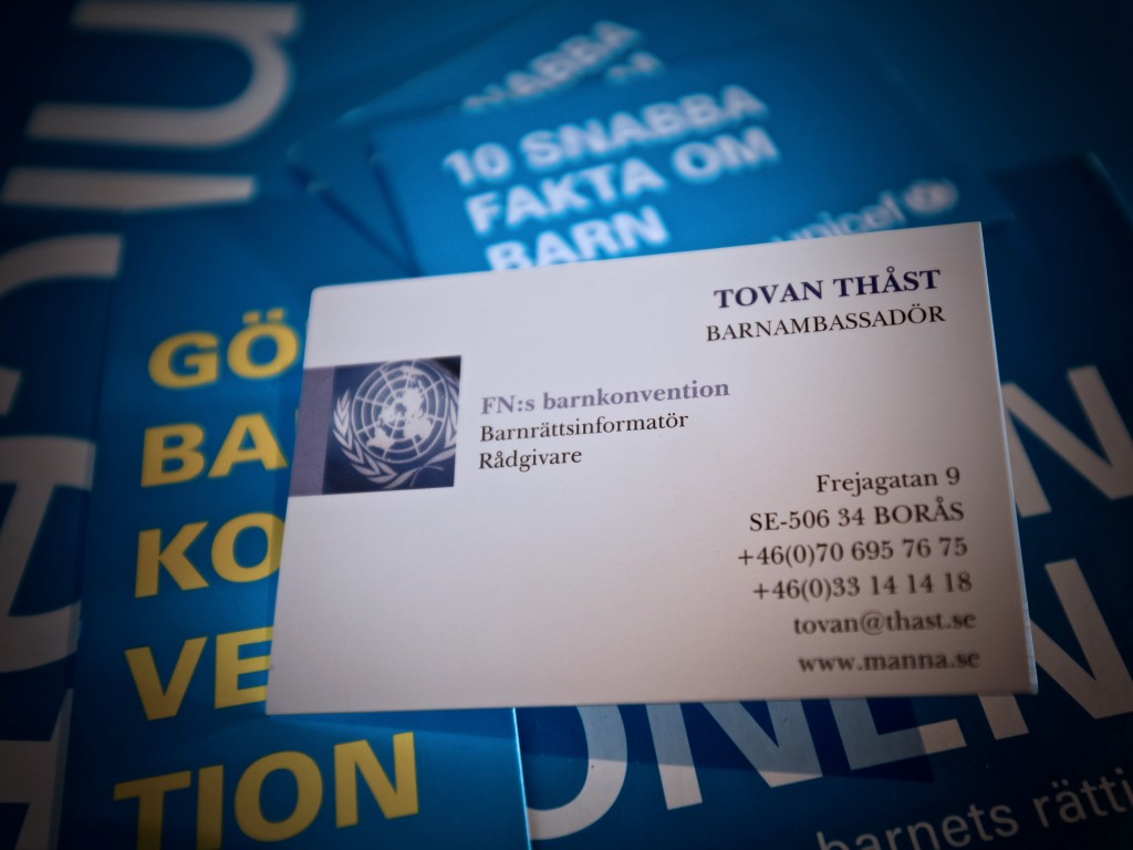 Tovan Thåst - Barnambassadör - Visitkort